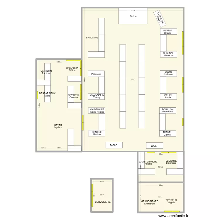 plan halle. Plan de 5  et 377 m²