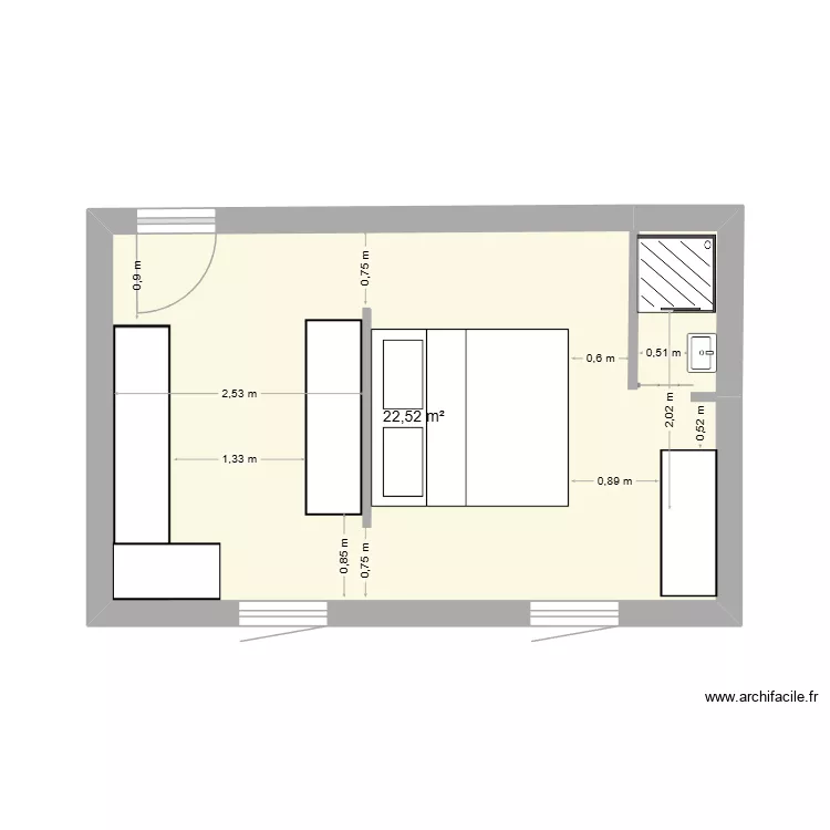 chambre. Plan de 1 et 23 m² chambre. Plan de 1 et 23 m²