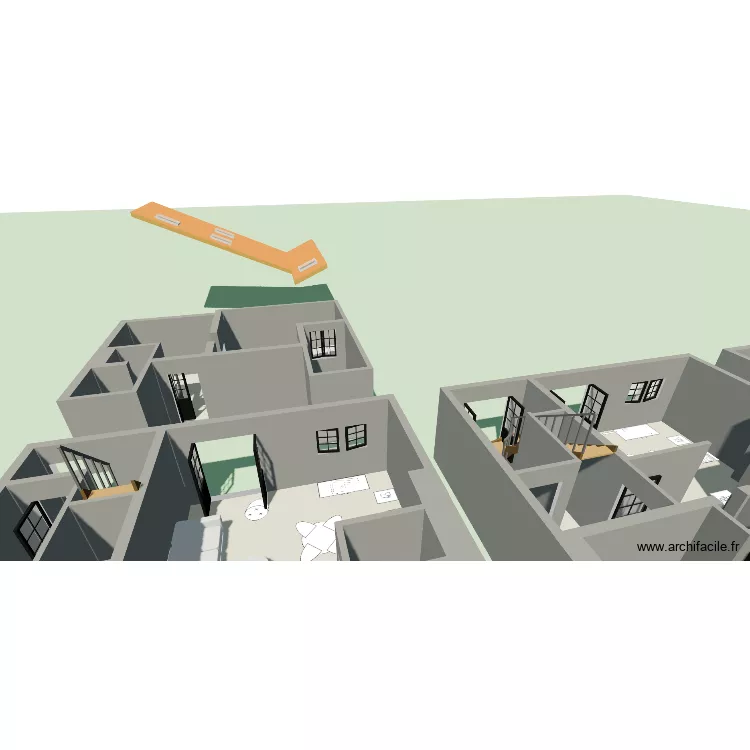 App 1er Toiture. Plan de 19 Pièces et 257 m²