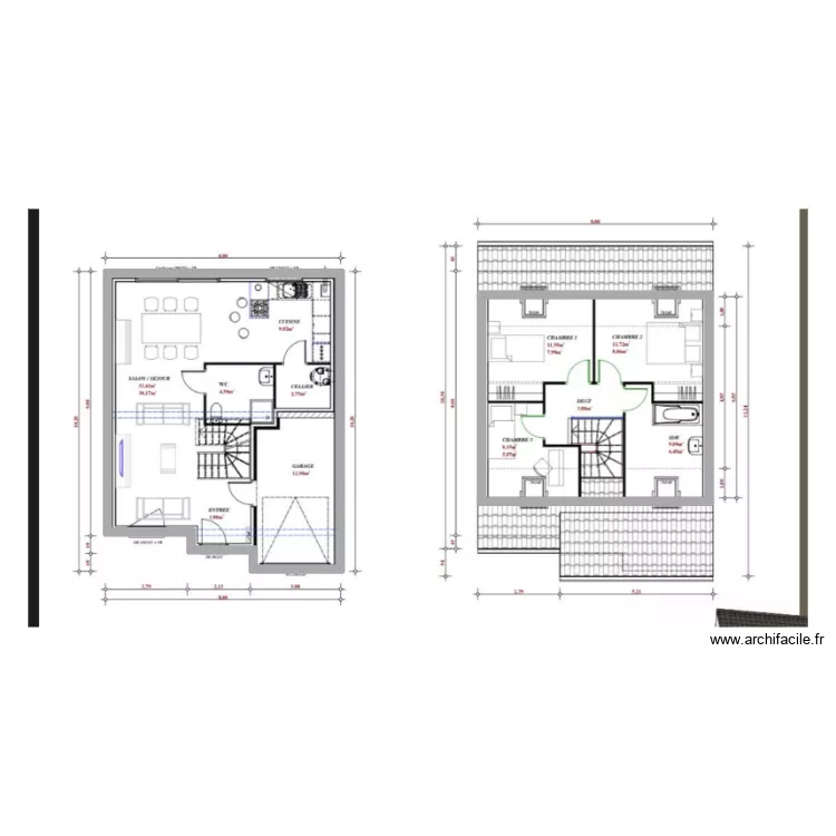 plan tubage. Plan de 2 pièces et 132 m²