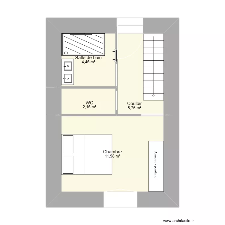 maison st pierre. Plan de 4  et 24 m²