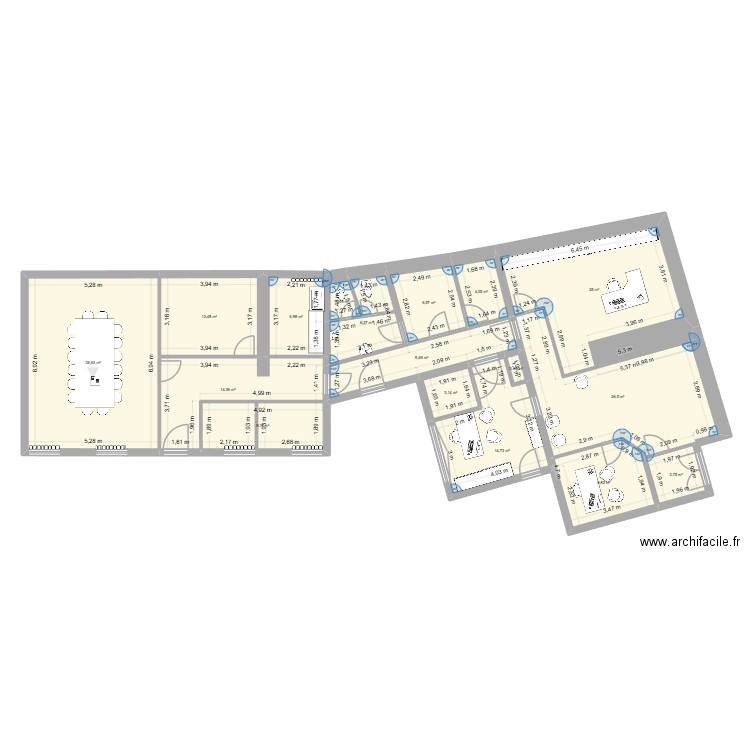 LAPOSTE 1. Plan de 17 pièces et 191 m2