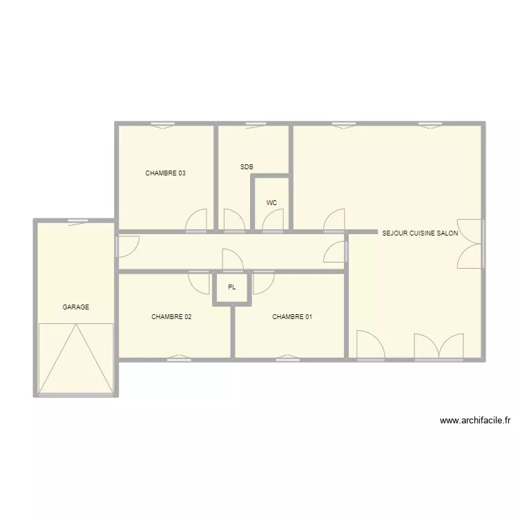 SAVY LE CAILARD RDC. Plan de 9  et 77 m²