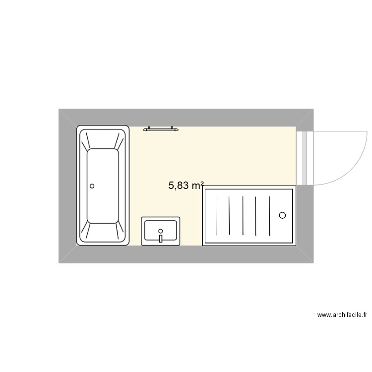 SDB. Plan de 1 pièce et 6 m2