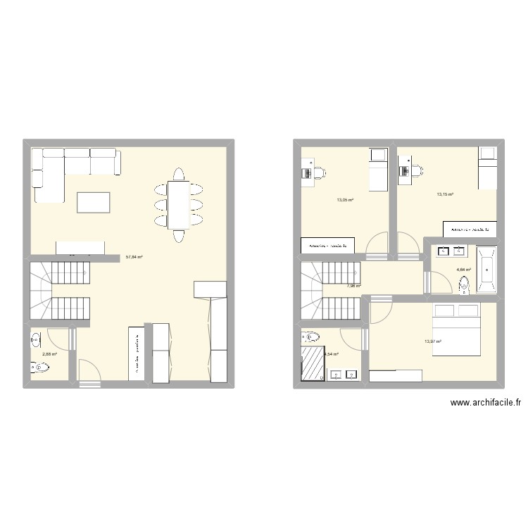 maison1. Plan de 8 pièces et 118 m2