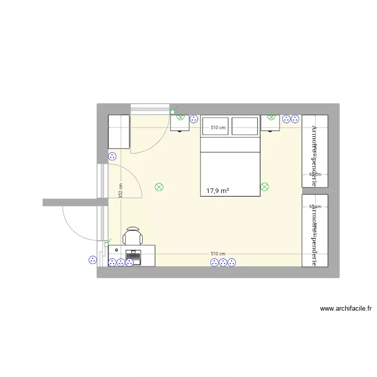 Chambre parentale 1re &eacute;tage . Plan de 