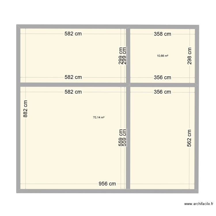 plans ref. Plan de 2 pièces et 81 m2