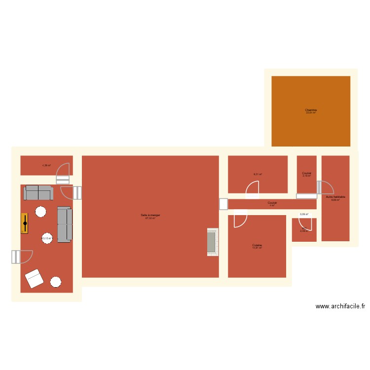 Castella. Plan de 11 pièces et 161 m2