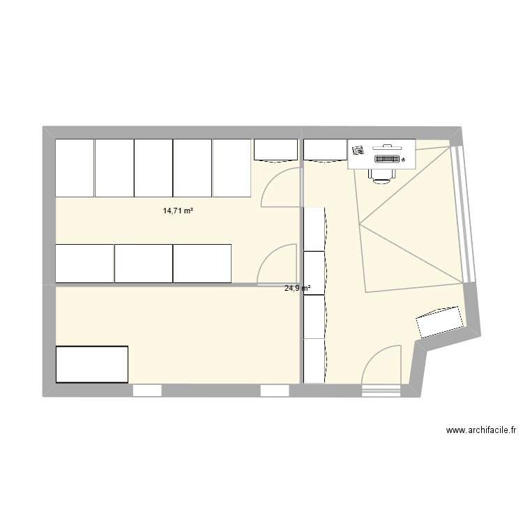 garage. Plan de 2 pièces et 40 m2