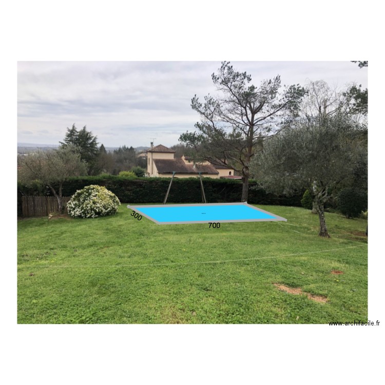 implantation piscine. Plan de 1 pièce et 45 m2