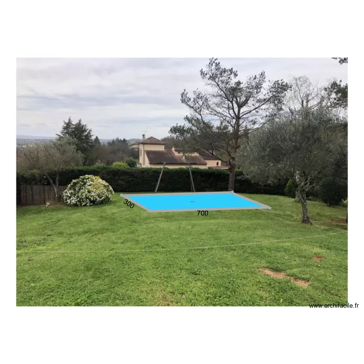 implantation piscine. Plan de 