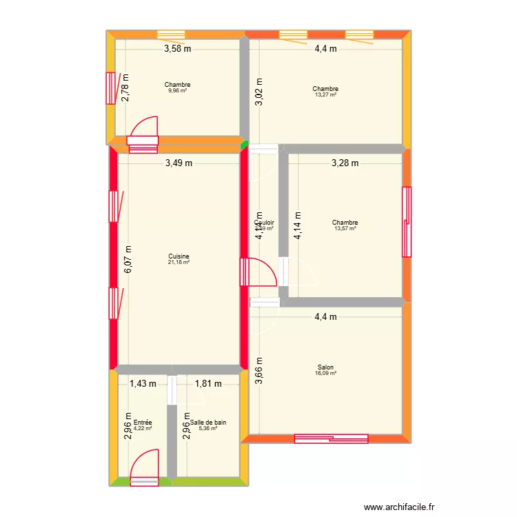 mella. Plan de 8 Pièces et 87 m²