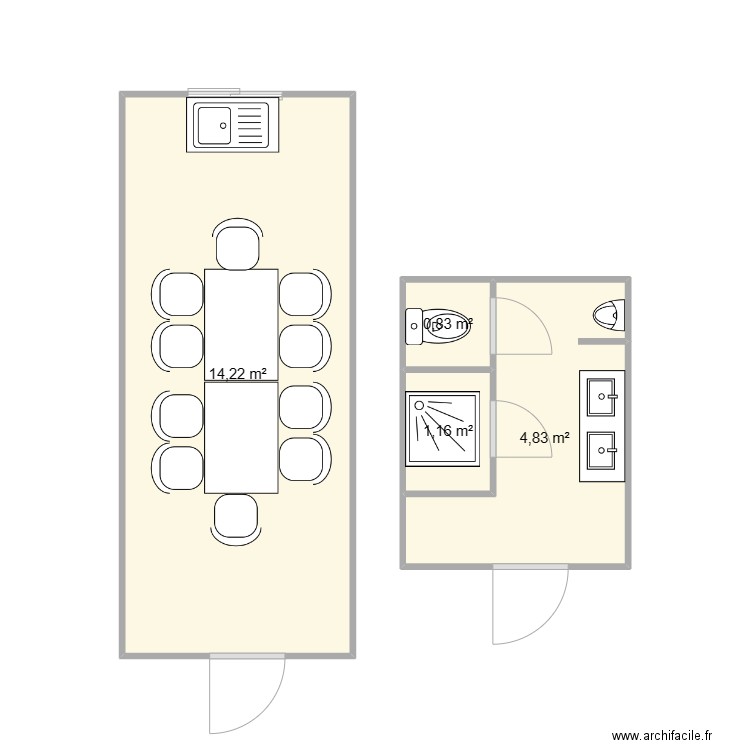 EGCS CHANTIER BRON 3IES. Plan de 4 pièces et 21 m2