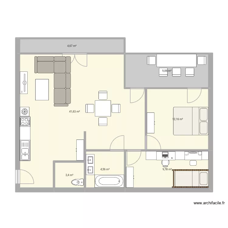Test appart. Plan de 7  et 84 m²