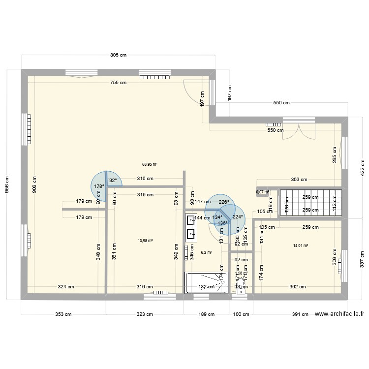 maison 1. Plan de 6 pièces et 105 m2