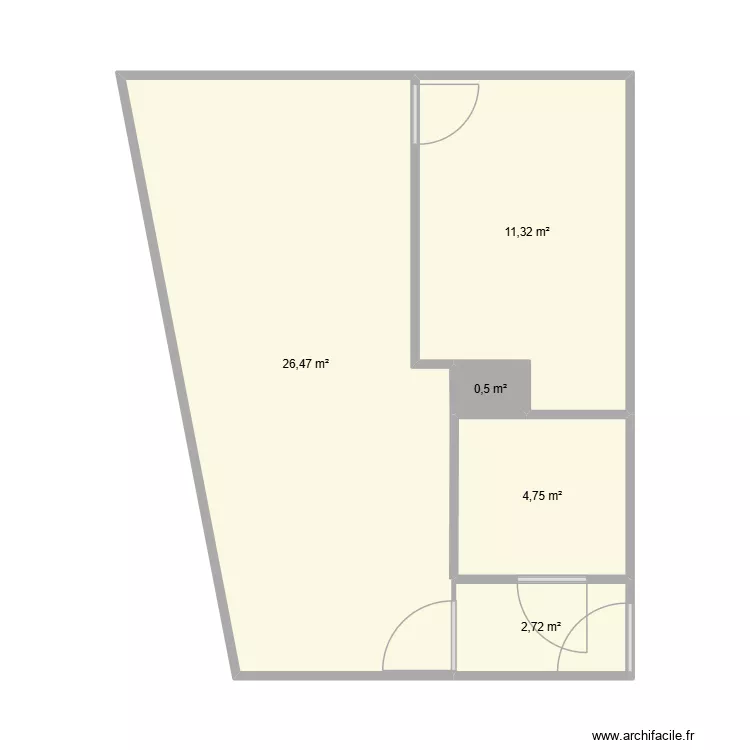joinville jardin 113m&sup2; - plan actuel. Plan de 5  et 46 m²