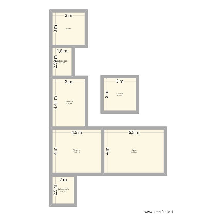 Saly Médine janv2026. Plan de 7 pièces et 81 m2