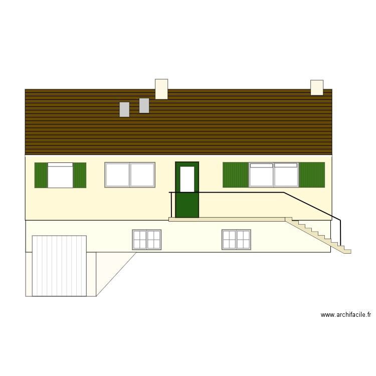 Facade arrière actuelle. Plan de 0 pièce et 0 m2