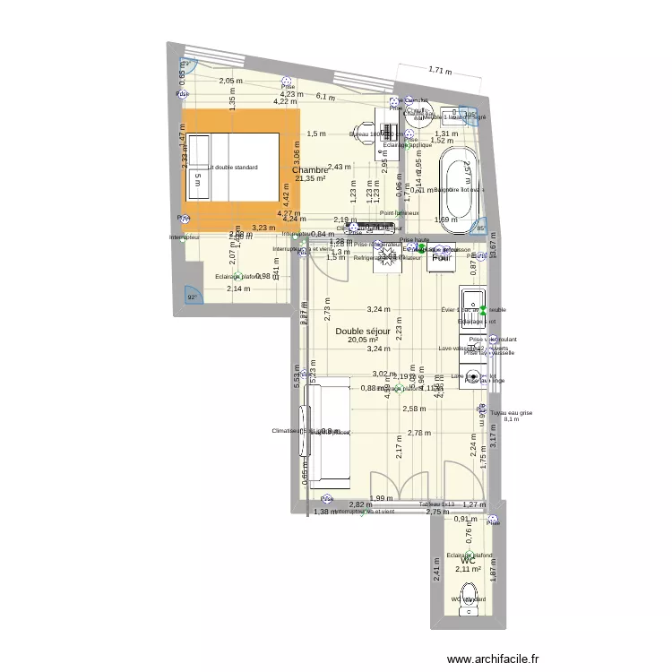 maxence brignoud 3. Plan de 3 pièces et 44 m²
