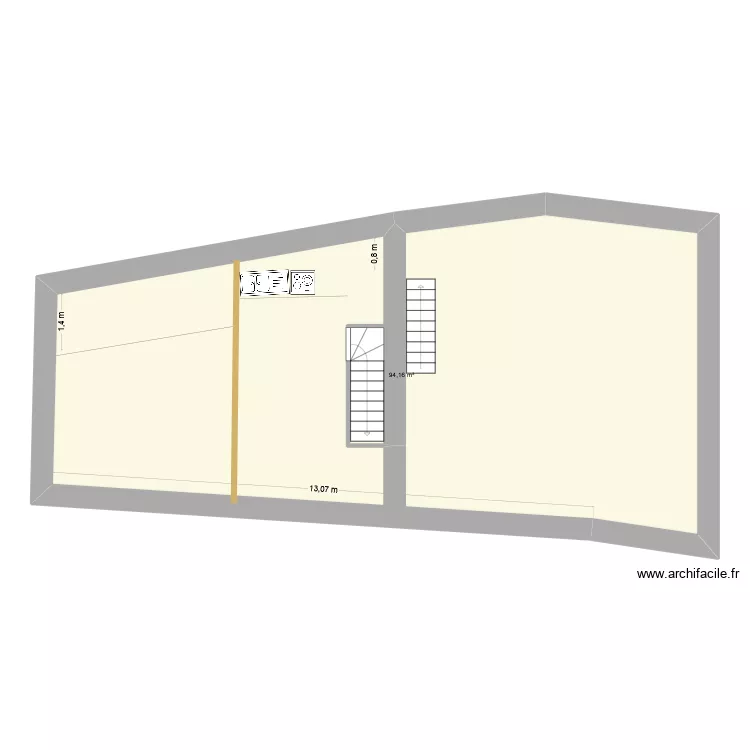 &eacute;tage en l\'&eacute;tat. Plan de 1  et 94 m²