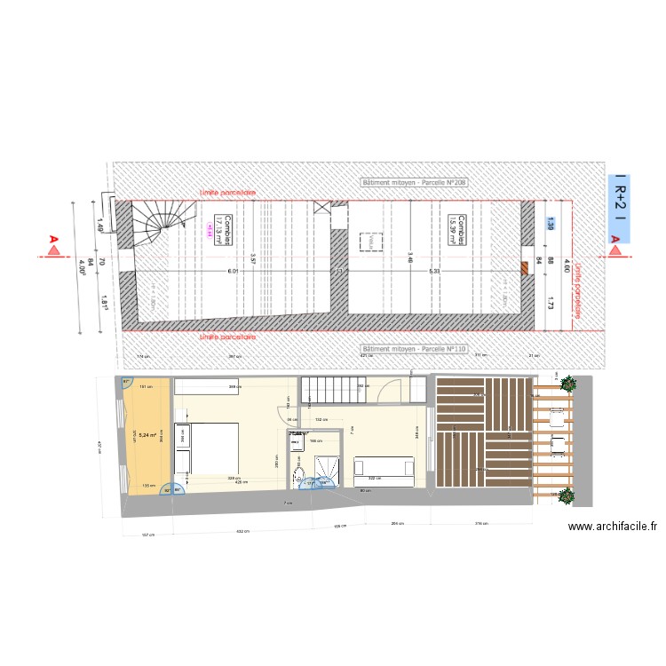 Leucate village 3eme Def 3. Plan de 2 pièces et 33 m2