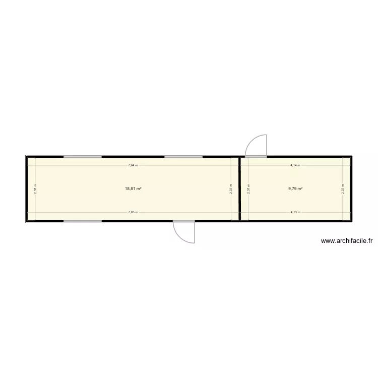40' bureau 2. Plan de 2 Pièces et 29 m²