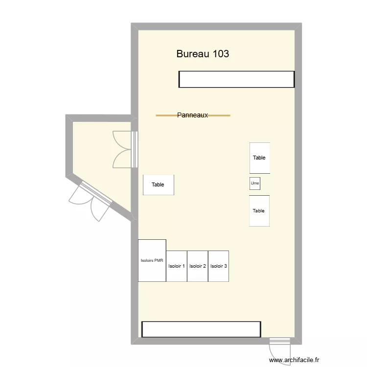 Bureau 103. Plan de 2  et 77 m²