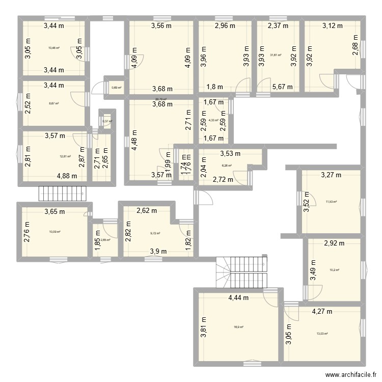 GITE1ER. Plan de 16 pièces et 179 m2