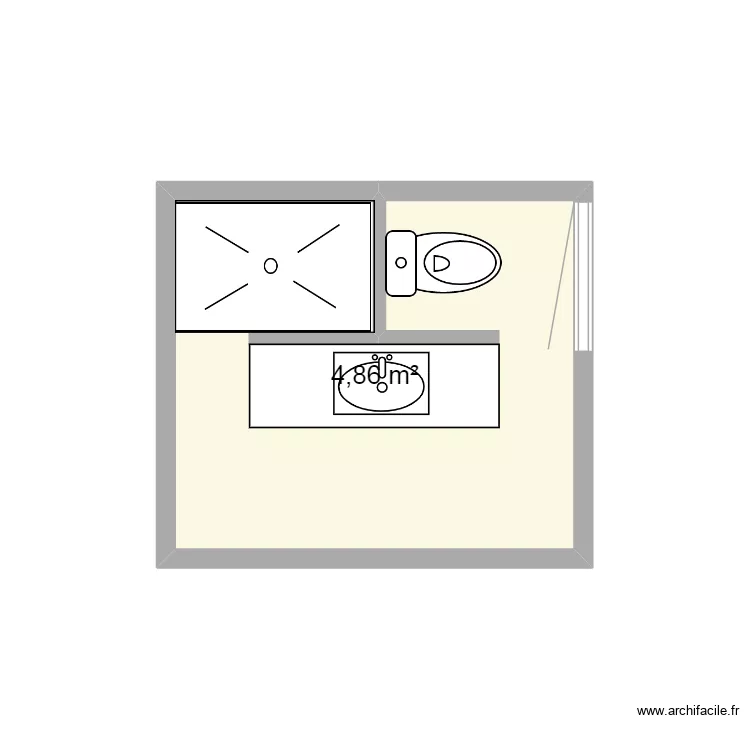 salle de bain sand. Plan de 1  et 5 m²