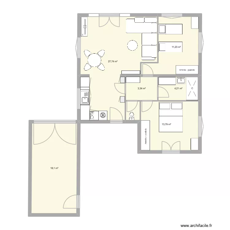 St Georges meubl&eacute;. Plan de 6  et 78 m²