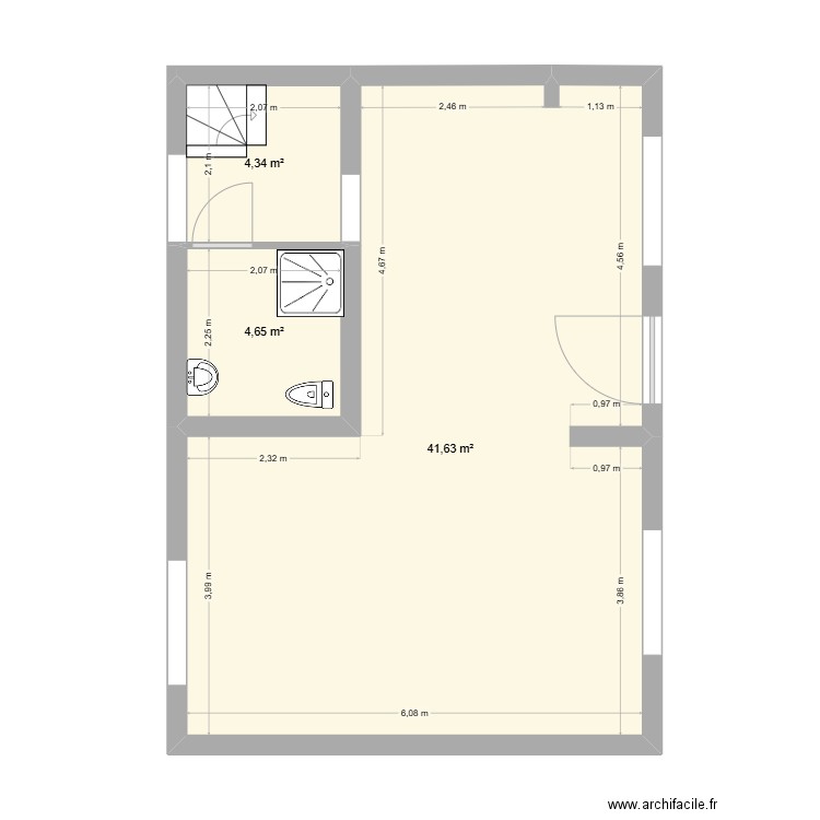 Foujeanet_Gite. Plan de 3 pièces et 51 m2