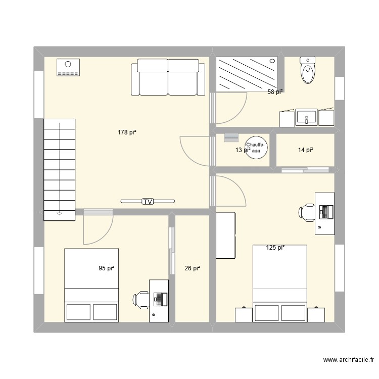DEUXIEME. Plan de 7 pièces et 47 m2