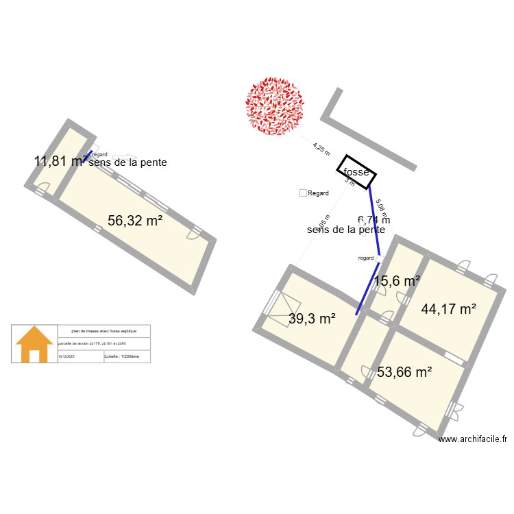 Plan Fosse. Plan de 6 pièces et 221 m2