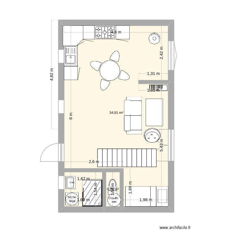 projet 2. Plan de 2 pièces et 36 m2