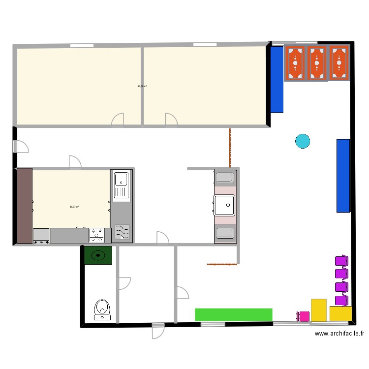 plan creche. Plan de 2 pièces et 125 m2