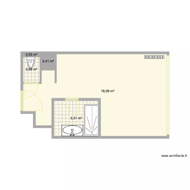 studio BG. Plan de 5 pièces et 23 m²