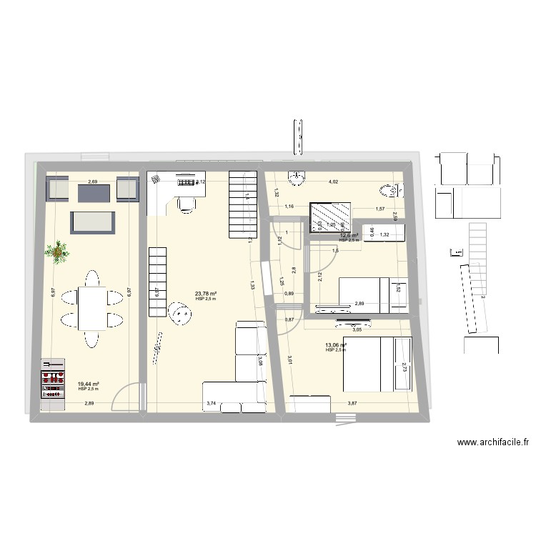 Neffies V7 Sdb Etage. Plan de 13 pièces et 213 m2