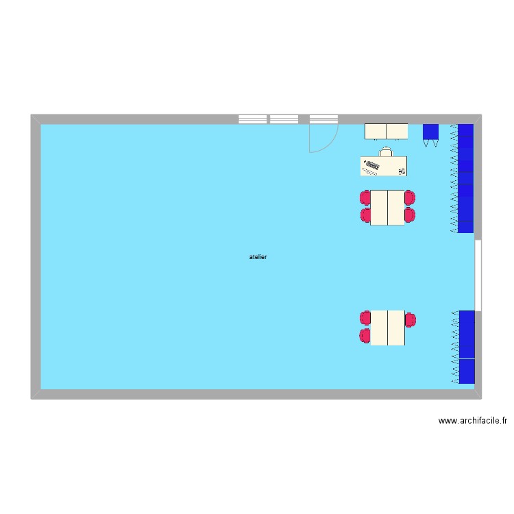 atelier. Plan de 1 pièce et 90 m2