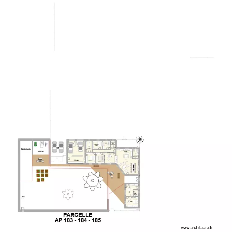 Maison neuve terrain poules version 5 + Aline. Plan de 13 Pièces et 243 m²