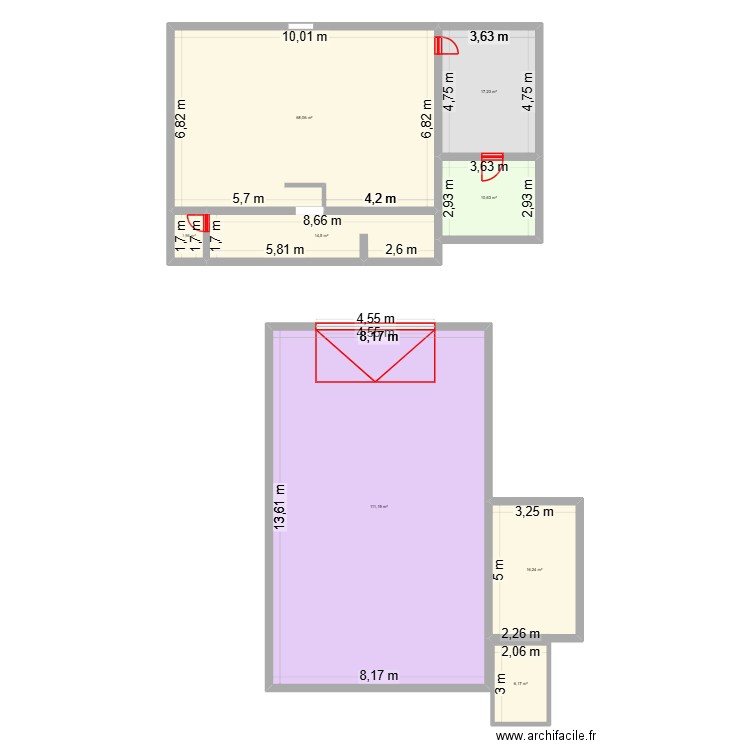 2B médical. Plan de 8 pièces et 246 m2