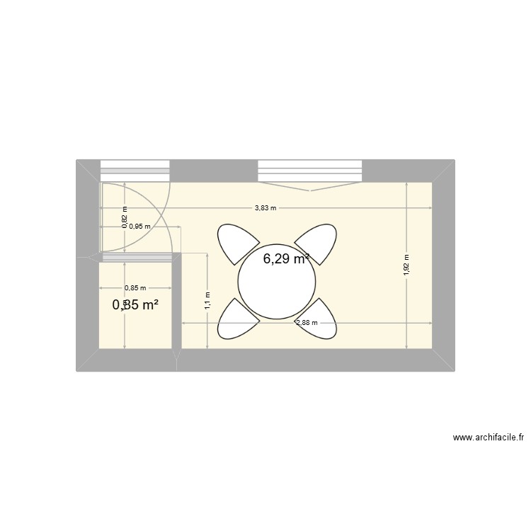 VERANDA. Plan de 2 pièces et 7 m2