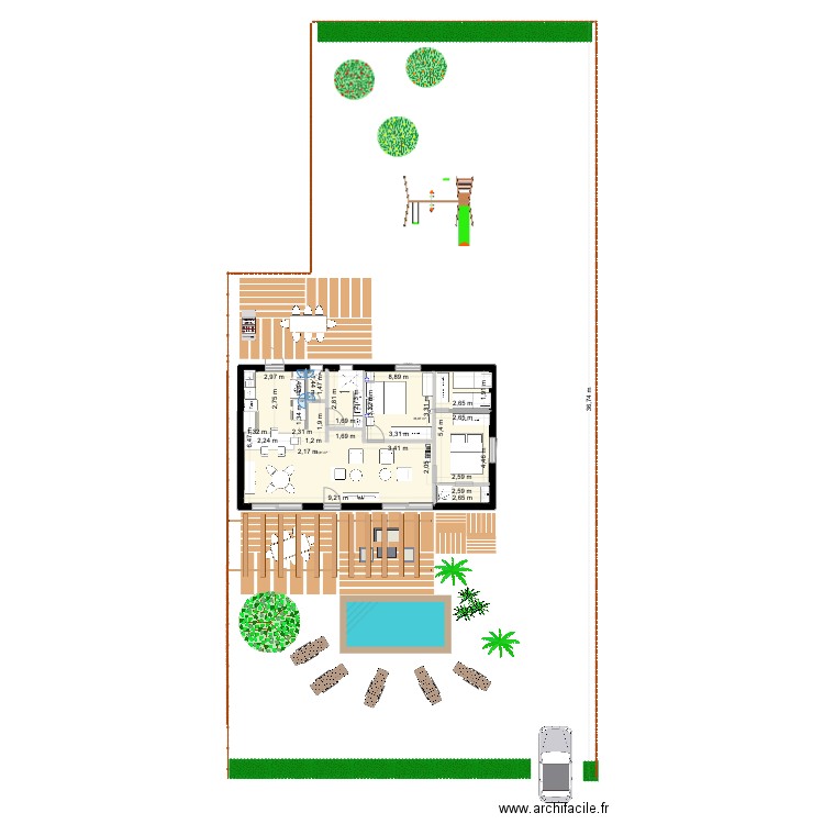 Aureilhan. Plan de 2 pièces et 75 m2