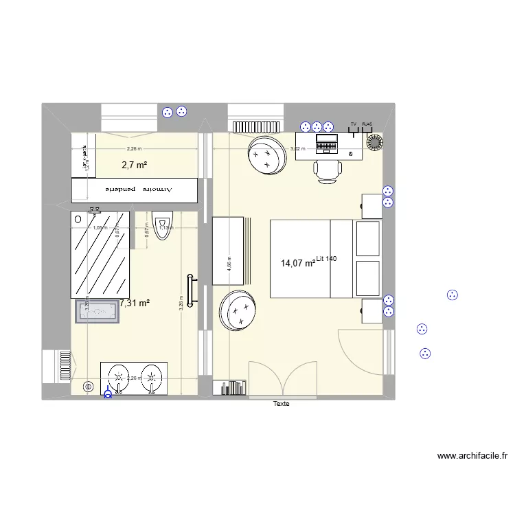 Chambre d'ami 1er &eacute;tage 2&egrave;me. Plan de 