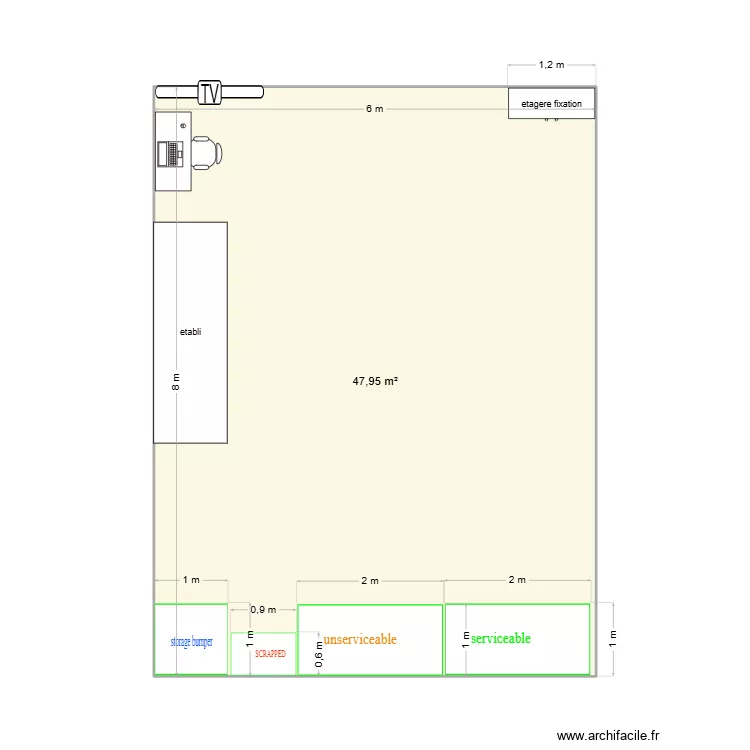 ZONE TYPE. Plan de 1 Pièce et 48 m² ZONE TYPE. Plan de 1 Pièce et 48 m²