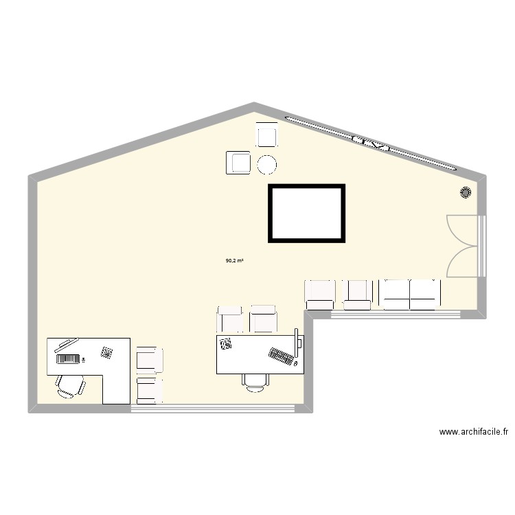 agence de voyage. Plan de 1 pièce et 90 m2