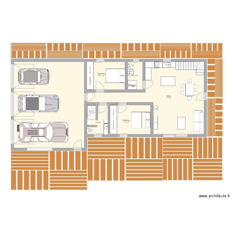 garage. Plan de 6 pièces et 157 m2