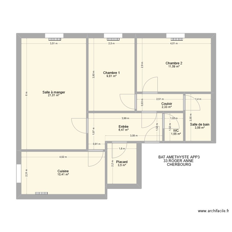 BAT AMETHYSTE APP3. Plan de 9 pièces et 70 m2