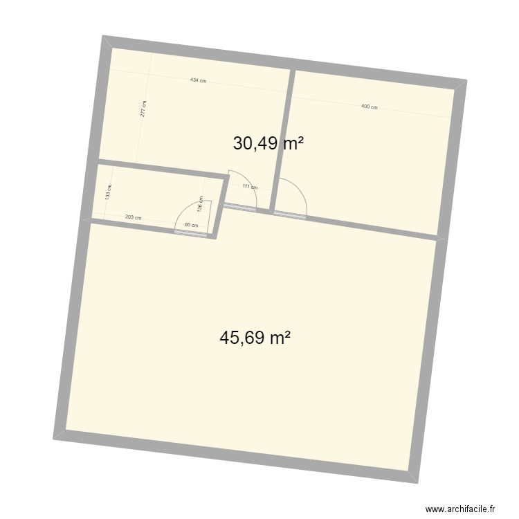 Mainvilliers 1. Plan de 2 pièces et 76 m2