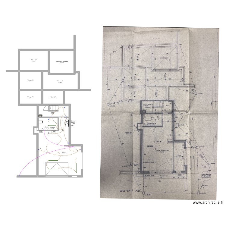 Maison papy caves. Plan de 10 pièces et 120 m2