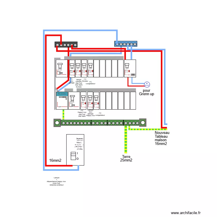 Tableau elec d&eacute;pendance. Plan de 